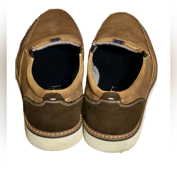 Mens Nunn Busch Size 9M Slip On Loafer Brown Tan Leater Suade Shoes - Picture 5 of 7